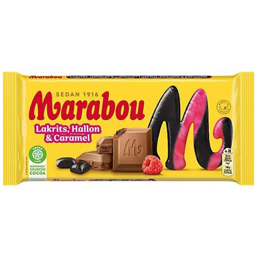 Marabou Licorice, Raspberry and Caramel Bar